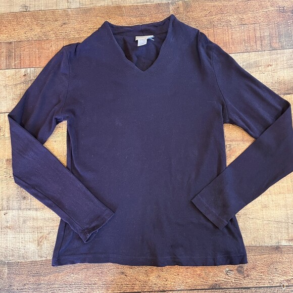 Coldwater Creek Purple Knit Top Cotton Sweater Medium V-Neck - Picture 7 of 7